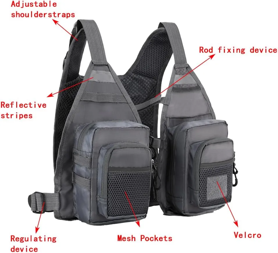 Fishing Vest for Outdoor Use Suitable for Perch and Trout Stream Fishing, Lightweight Equipment for Men and Women