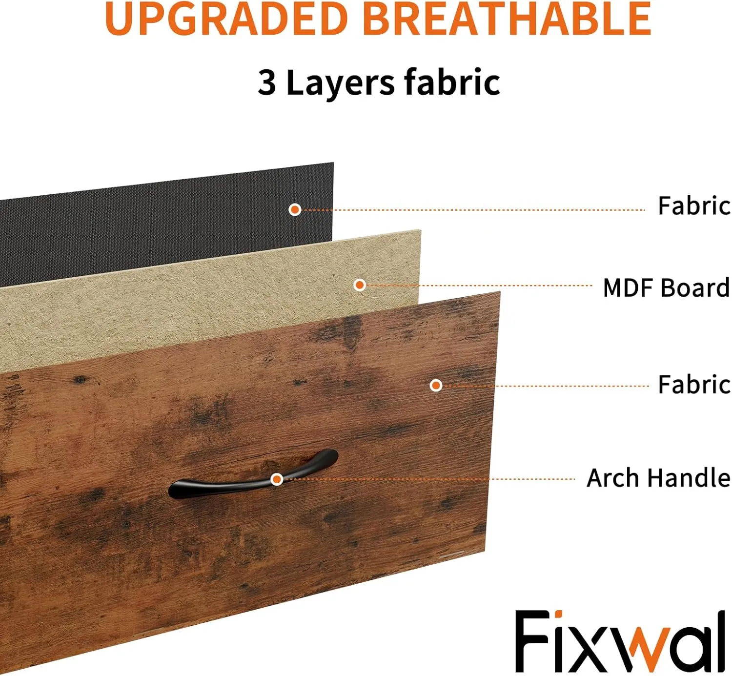Fixwal Tall Dresser for Bedroom, Storage Dresser Organizer with 7 Fabric Drawers, Nightstand Furniture in Closet, Entryway, Hallway, Rustic Brown Wood Grain Print