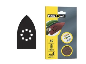 Flexovit Detail Hook & Loop Sanding Sheets 105X175Mm Medium 80G (Pack 6)