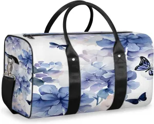 Floral Hydrangea Travel Duffle Bag for Women Men Gym Duffel Foldable Bag Waterproof Weekender Rustic Plant Duffle Tote