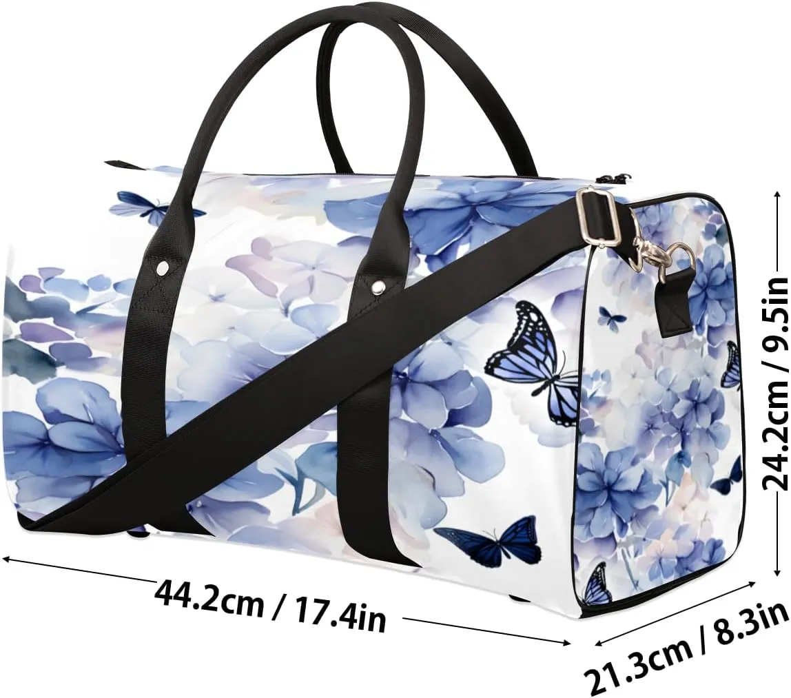 Floral Hydrangea Travel Duffle Bag for Women Men Gym Duffel Foldable Bag Waterproof Weekender Rustic Plant Duffle Tote