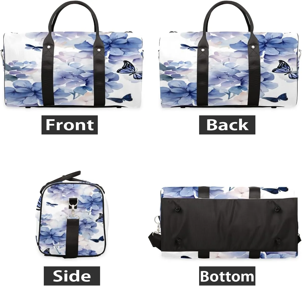 Floral Hydrangea Travel Duffle Bag for Women Men Gym Duffel Foldable Bag Waterproof Weekender Rustic Plant Duffle Tote