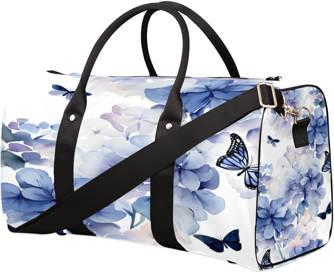 Floral Hydrangea Travel Duffle Bag for Women Men Gym Duffel Foldable Bag Waterproof Weekender Rustic Plant Duffle Tote