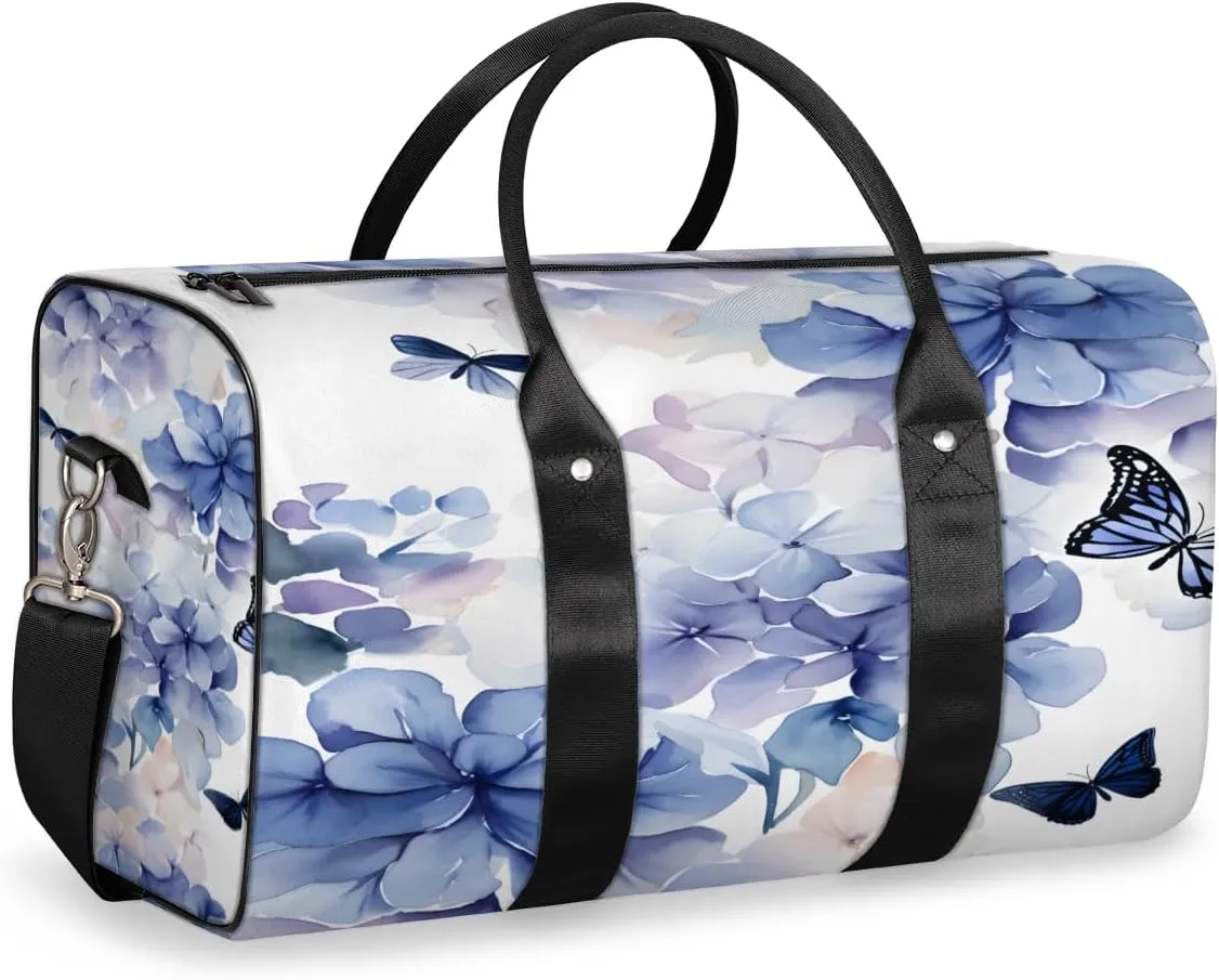 Floral Hydrangea Travel Duffle Bag for Women Men Gym Duffel Foldable Bag Waterproof Weekender Rustic Plant Duffle Tote