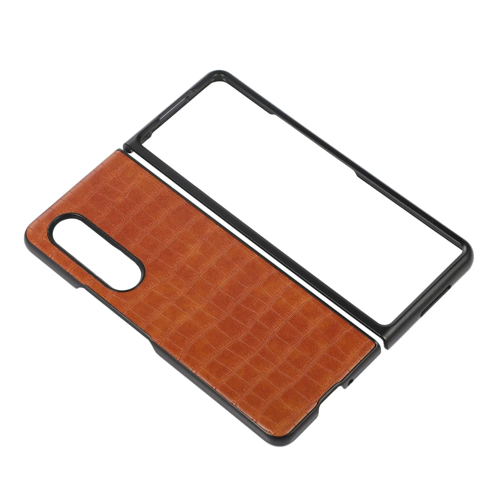 Foldable Crocodile Texture Phone Case - Pu Leather - White