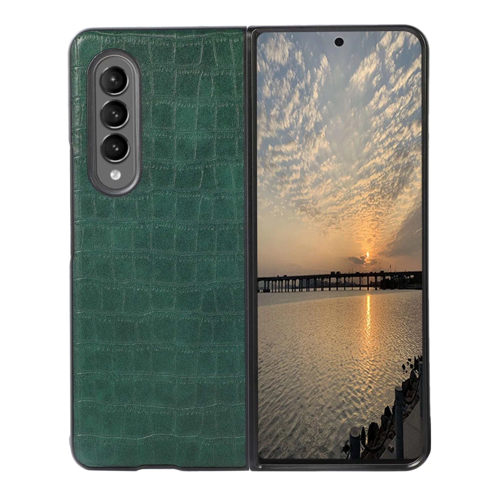 Foldable Crocodile Texture Phone Case - Pu Leather - White