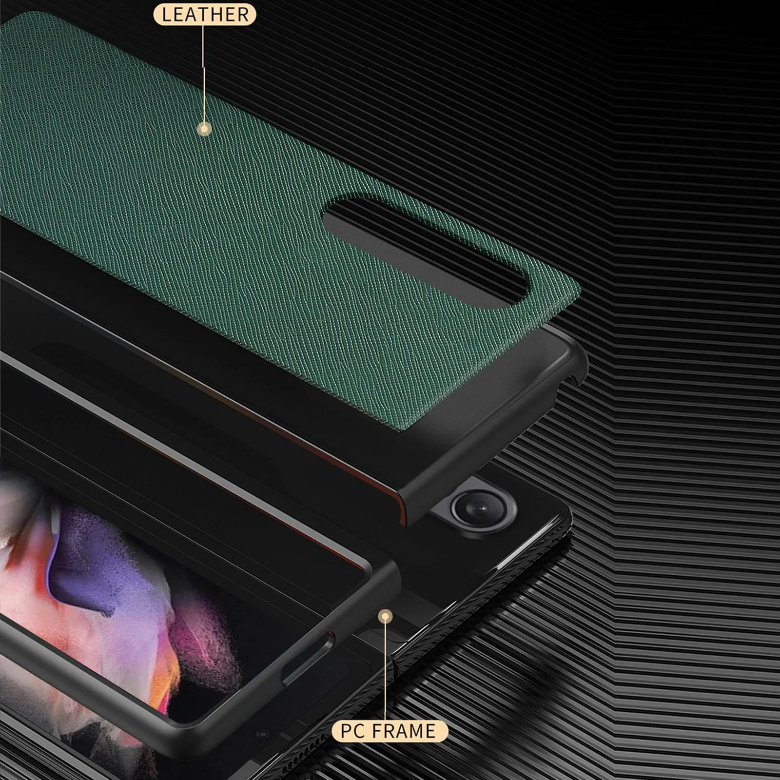 Foldable Cross Pattern Phone Case for Samsung Galaxy z Fold 4 / 5g - Foldable Design - Black