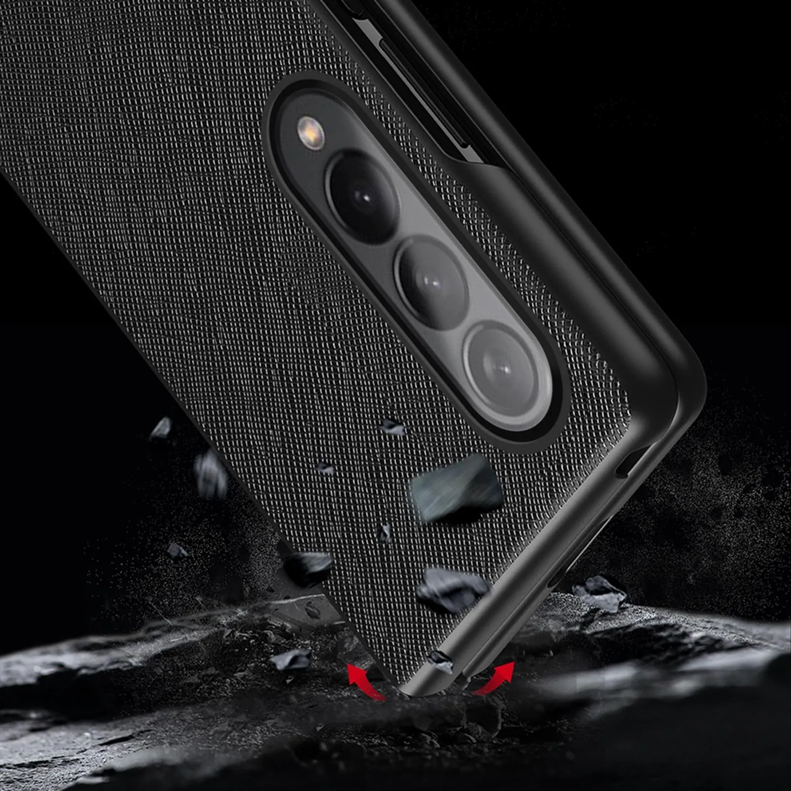 Foldable Cross Pattern Phone Case for Samsung Galaxy z Fold 4 / 5g - Foldable Design - Black