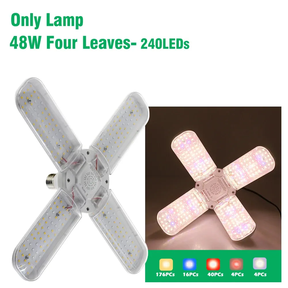 Foldable E27 LED Grow Light Bulb SMD2835 Full Spectrum Phyto Lamp for Indoor Plants, Bloom & Flowering Gardens