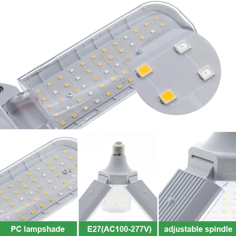 Foldable E27 LED Grow Light Bulb SMD2835 Full Spectrum Phyto Lamp for Indoor Plants, Bloom & Flowering Gardens