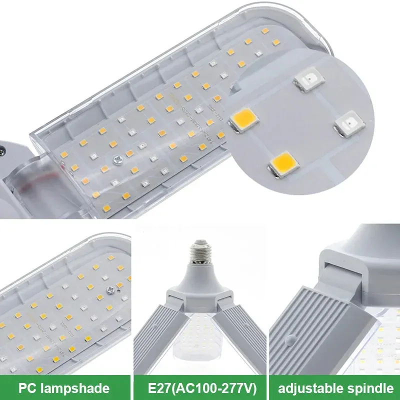 Foldable E27 LED Grow Light Bulb SMD2835 Full Spectrum Phyto Lamp for Indoor Plants, Bloom & Flowering Gardens