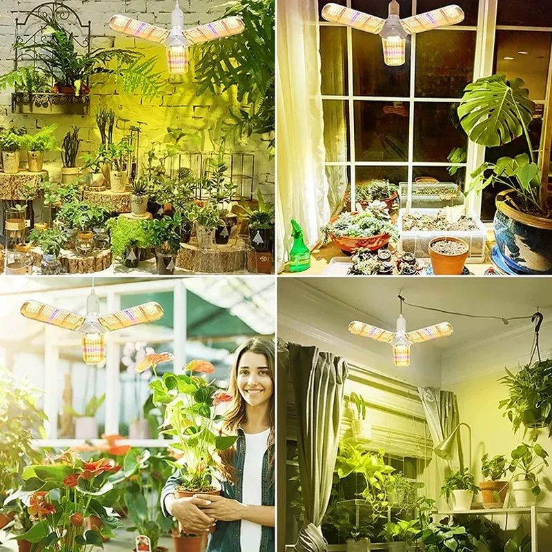 Foldable E27 LED Grow Light Bulb SMD2835 Full Spectrum Phyto Lamp for Indoor Plants, Bloom & Flowering Gardens