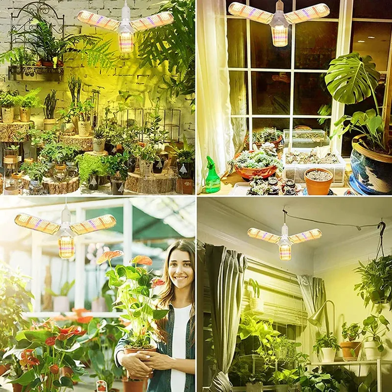 Foldable E27 LED Grow Light Bulb SMD2835 Full Spectrum Phyto Lamp for Indoor Plants, Bloom & Flowering Gardens