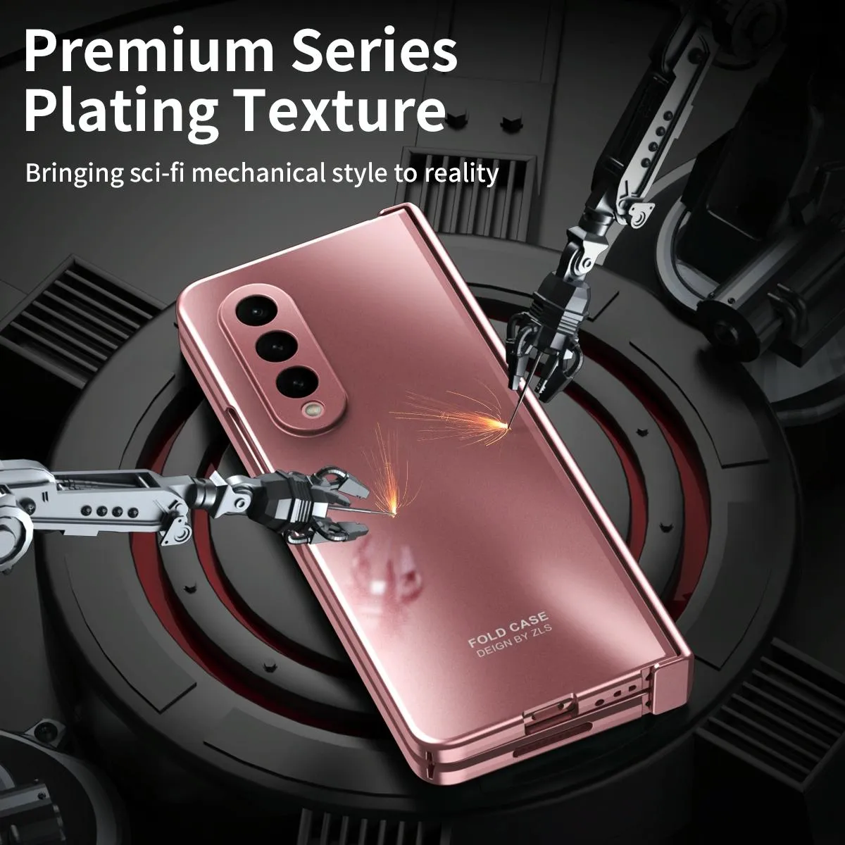 Foldable Electroplated 5g Case for Samsung Galaxy z Fold 4 - Rose Gold