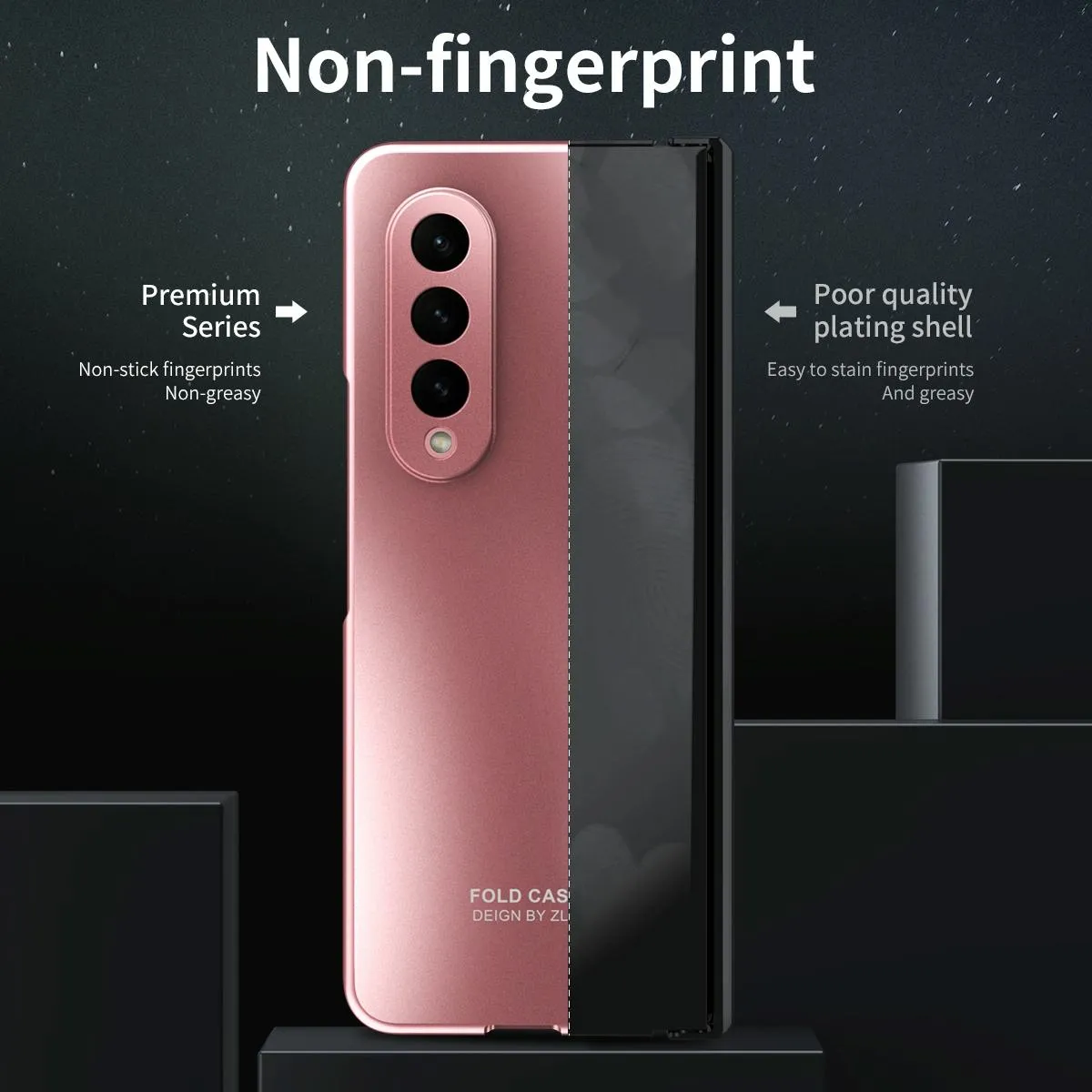 Foldable Electroplated 5g Case for Samsung Galaxy z Fold 4 - Rose Gold