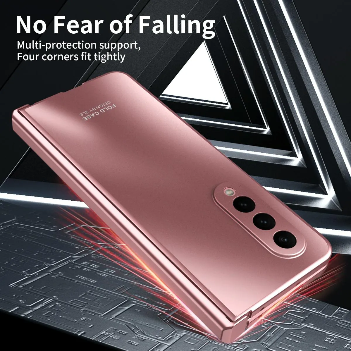 Foldable Electroplated 5g Case for Samsung Galaxy z Fold 4 - Rose Gold