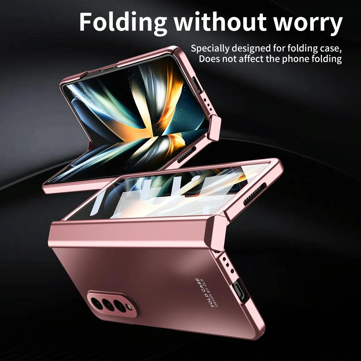 Foldable Electroplated 5g Case for Samsung Galaxy z Fold 4 - Rose Gold