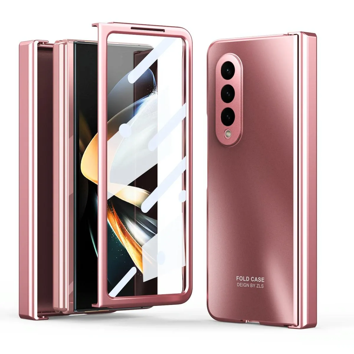 Foldable Electroplated 5g Case for Samsung Galaxy z Fold 4 - Rose Gold