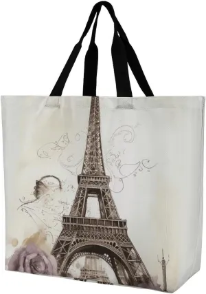 Foldable Grocery Bag Reusable Shopping Bag Pink Flower Tropical Plant Tote Bag Casual Handbags for Work Shopping