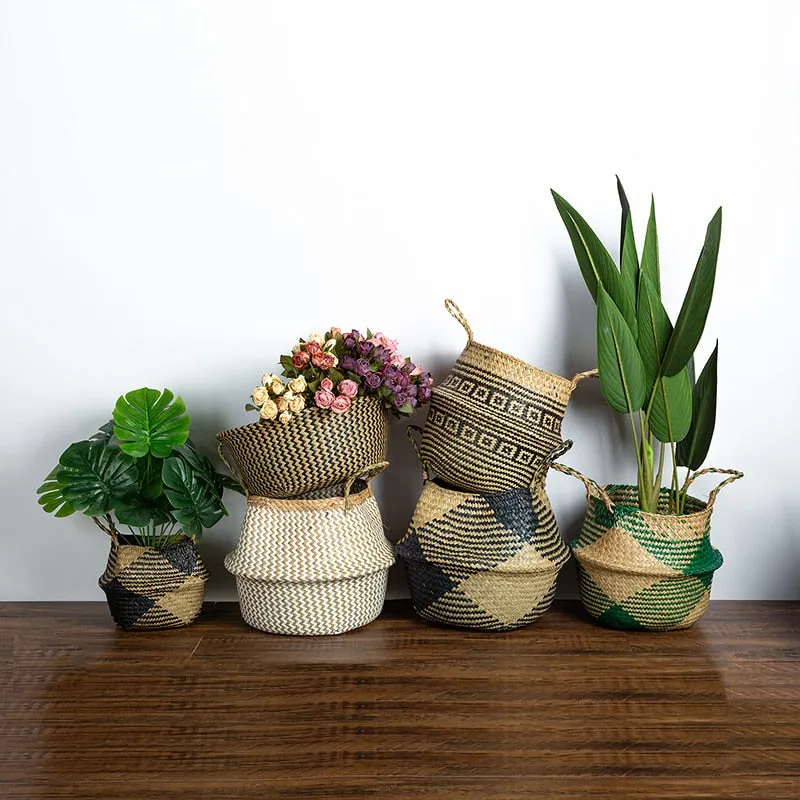 Foldable Wicker Basket Planter