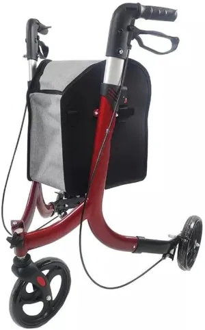 Folding Rollator Rollator Walkers Three Wheeled Rollator for Seniors,Lightweight,Stand Up Rolling Walker,Elderly Trolley, Foldable Durable Rollator, 3 Wheel Walker, Walker with Shopping Bag