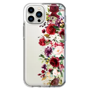 For Apple iPhone 11 Pro Max Red Summer Watercolor Floral Bouquets Ruby Flowers Design Hybrid Protective Phone Case Cover