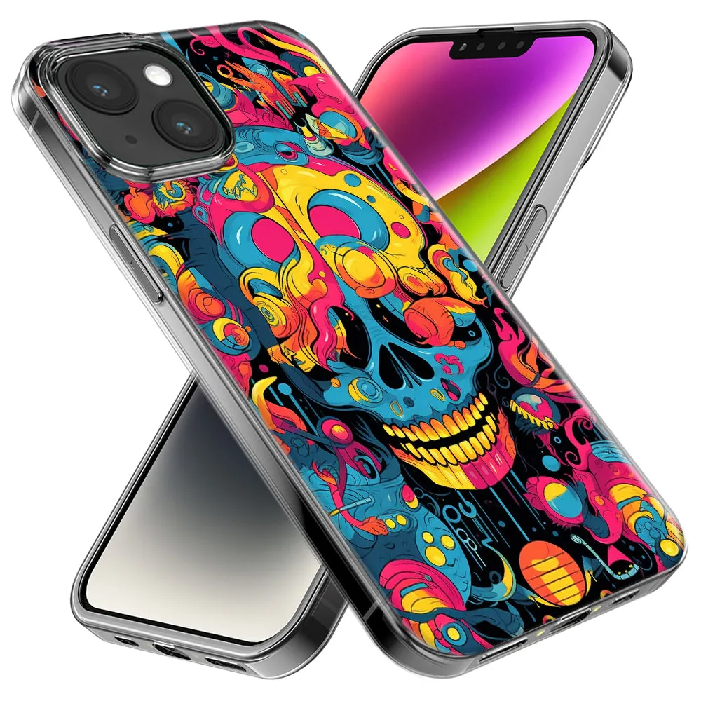 For Apple iPhone 11 Pro Psychedelic Trippy Death Skull Pop Art Design Hybrid Protective Phone Case Cover