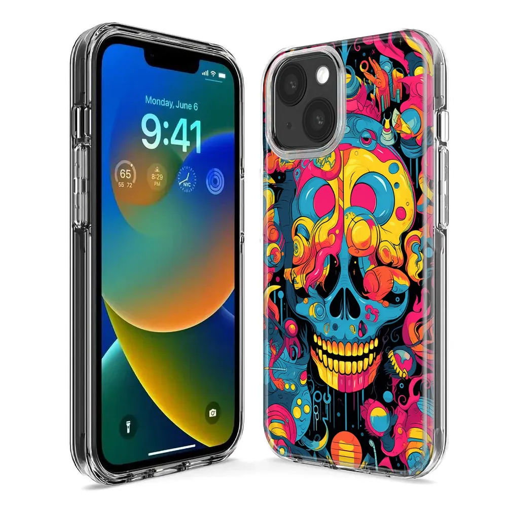 For Apple iPhone 11 Pro Psychedelic Trippy Death Skull Pop Art Design Hybrid Protective Phone Case Cover