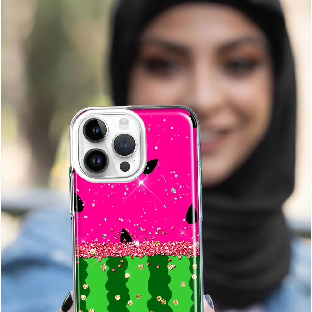 For Apple iPhone 11 Pro Summer Watermelon Sugar Vacation Tropical Fruit Pink Green Design Hybrid Protective Phone Case Cover