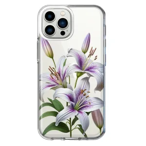 For Apple iPhone 11 Pro White Lavender Lily Purple Flowers Floral Hybrid Protective Phone Case Cover