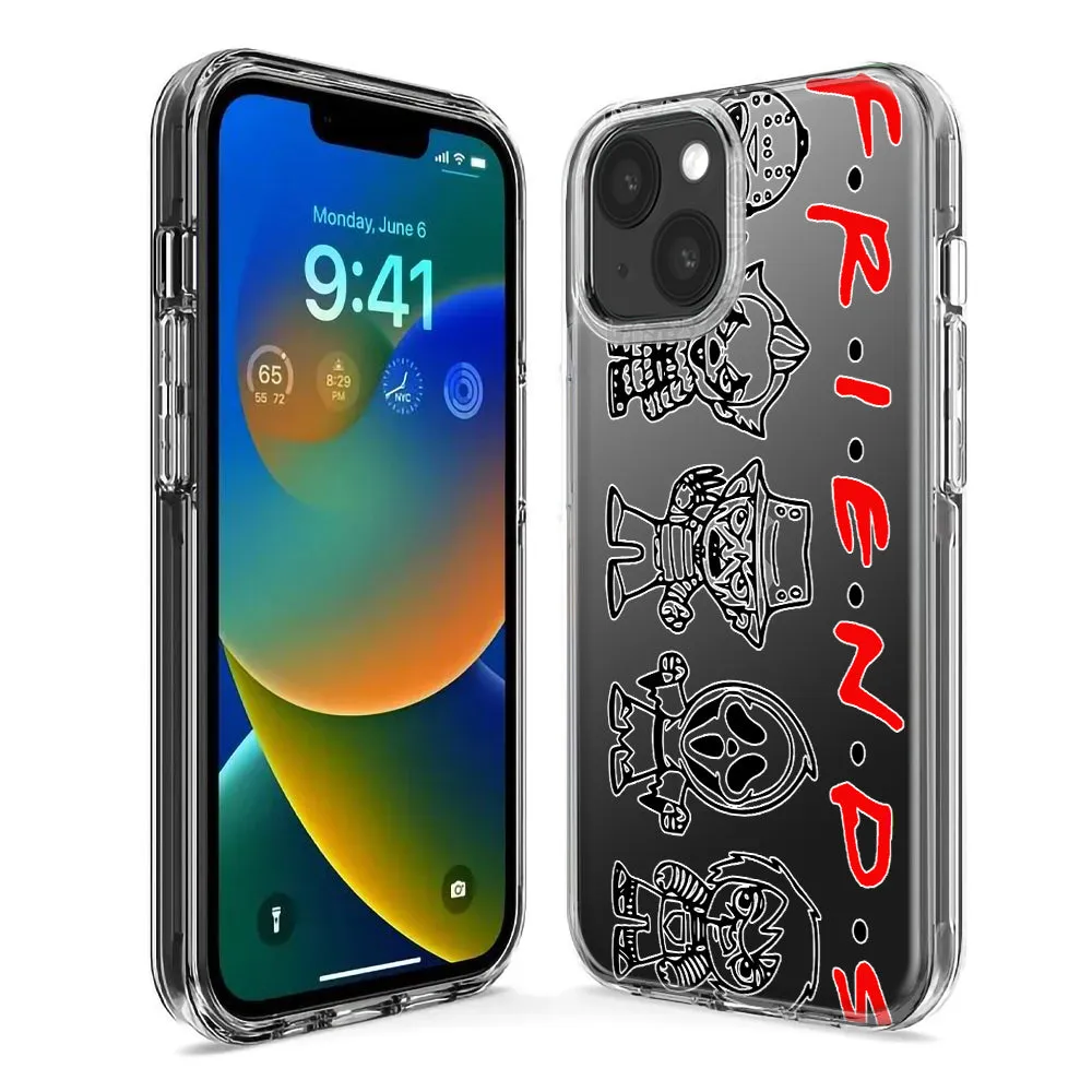 For Apple iPhone 12 Cute Halloween Spooky Horror Scary Characters Friends Design Hybrid Protective Phone Case Cover