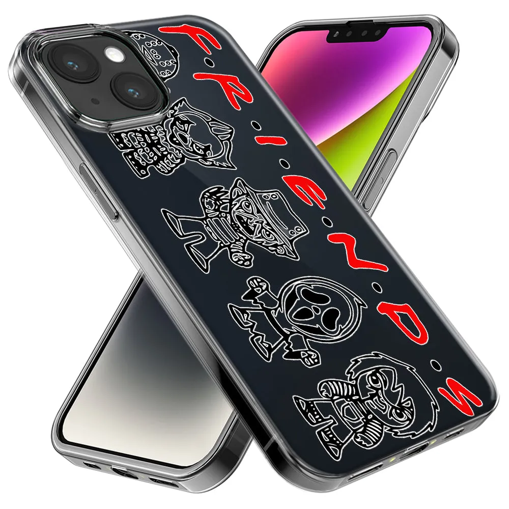 For Apple iPhone 12 Cute Halloween Spooky Horror Scary Characters Friends Design Hybrid Protective Phone Case Cover