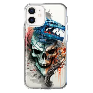 For Apple iPhone 12 Fantasy Blue Dragon Dream Skull Double Layer Phone Case Cover