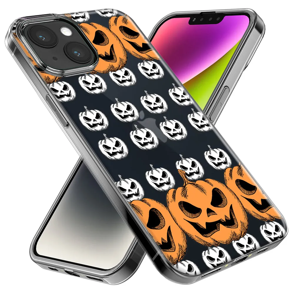 For Apple iPhone 12 Halloween Spooky Horror Scary Jack O Lantern Pumpkins Design Hybrid Protective Phone Case Cover