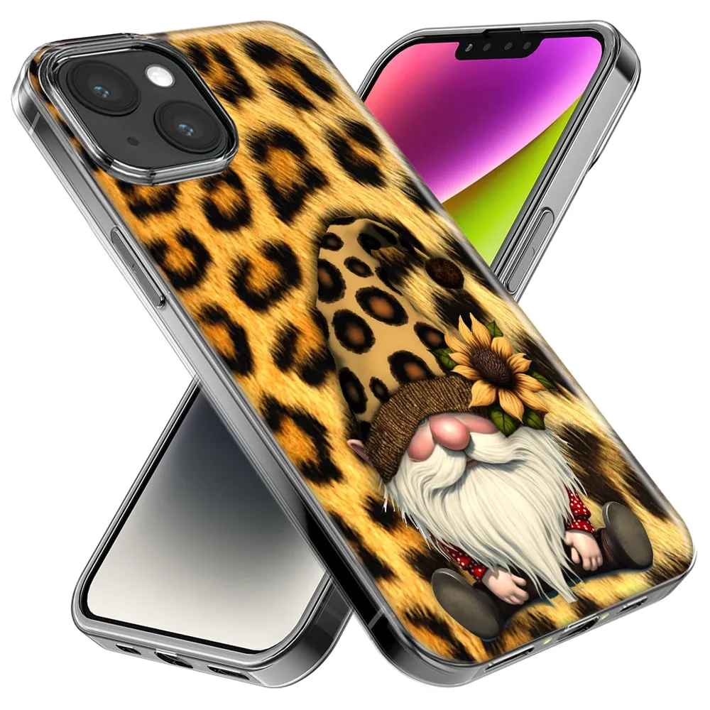 For Apple iPhone 13 Mini Gnome Sunflower Leopard Design Hybrid Protective Phone Case Cover
