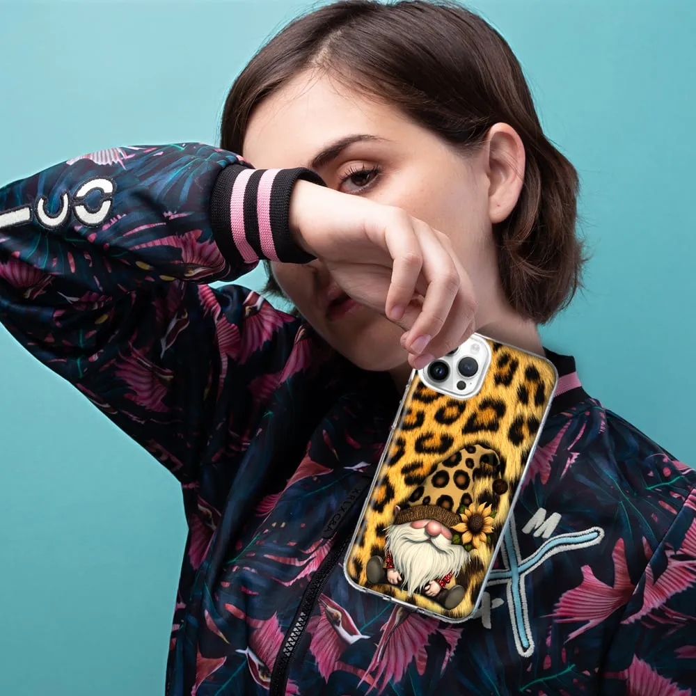 For Apple iPhone 13 Mini Gnome Sunflower Leopard Design Hybrid Protective Phone Case Cover