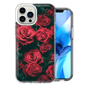 For Apple iPhone 13 Pro Max Red Roses Double Layer Phone Case Cover