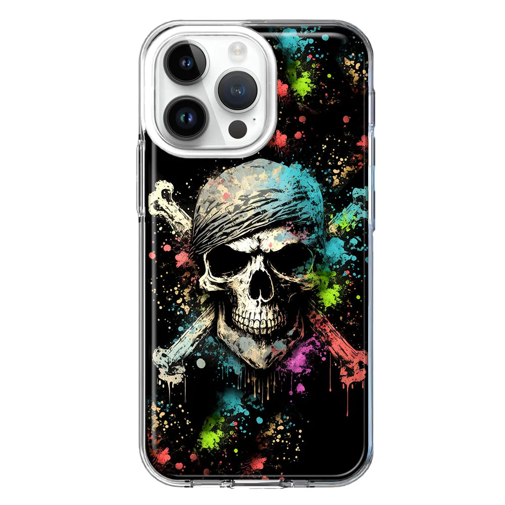 For Apple iPhone 14 Pro Max Fantasy Paint Splash Pirate Skull Design Hybrid Protective Phone Case Cover