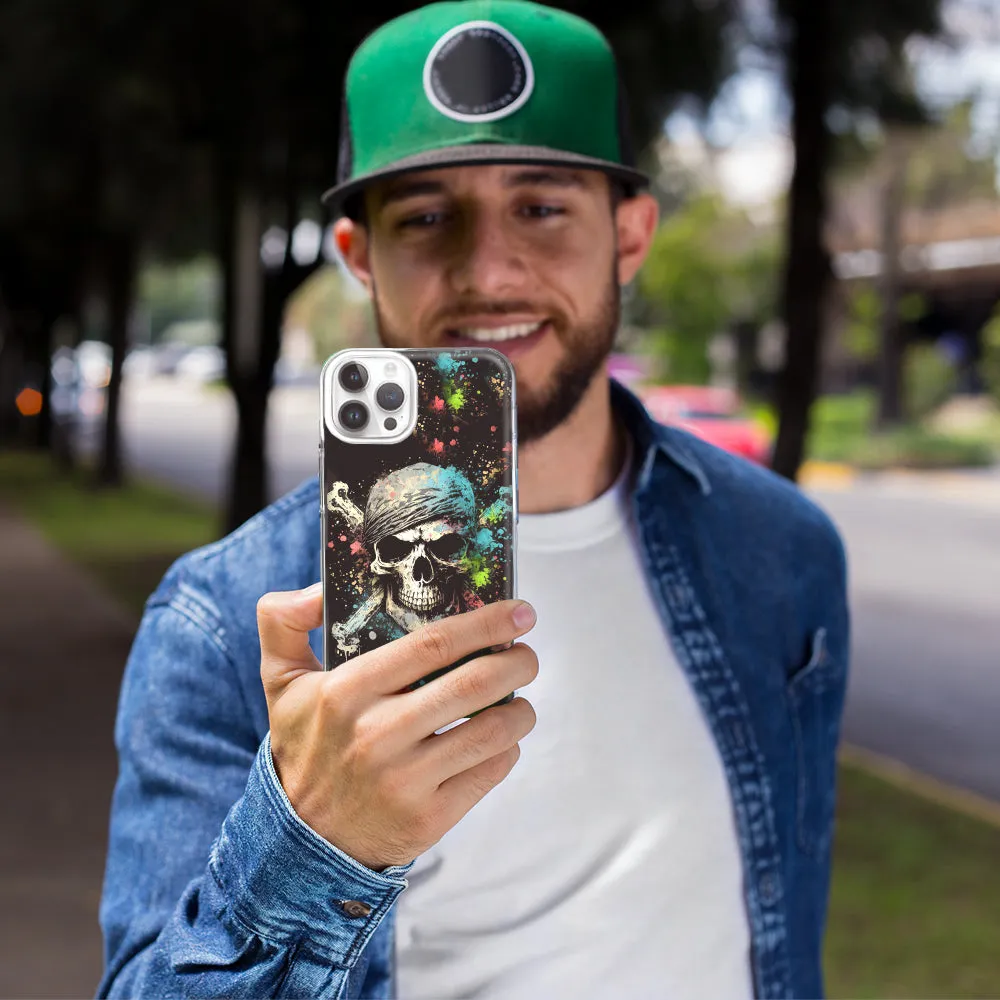 For Apple iPhone 14 Pro Max Fantasy Paint Splash Pirate Skull Design Hybrid Protective Phone Case Cover