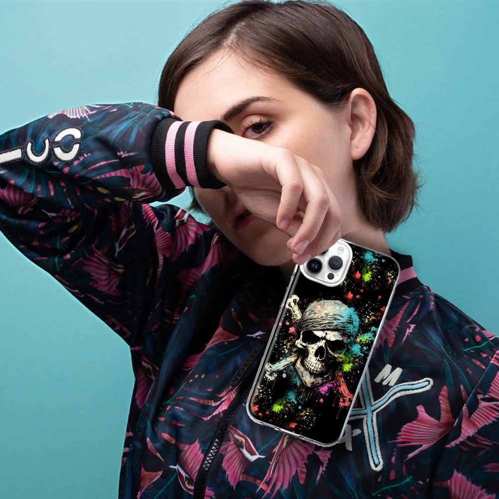 For Apple iPhone 14 Pro Max Fantasy Paint Splash Pirate Skull Design Hybrid Protective Phone Case Cover