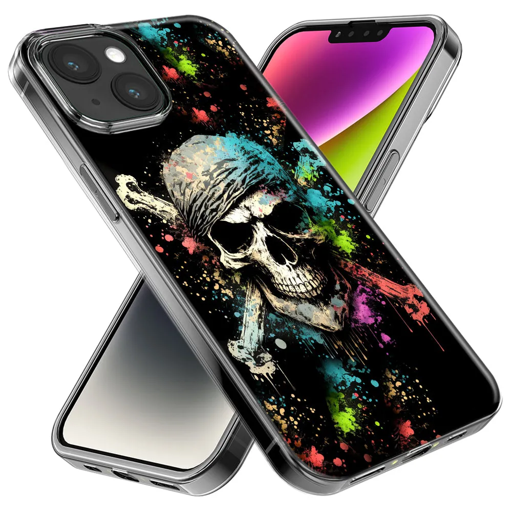 For Apple iPhone 14 Pro Max Fantasy Paint Splash Pirate Skull Design Hybrid Protective Phone Case Cover