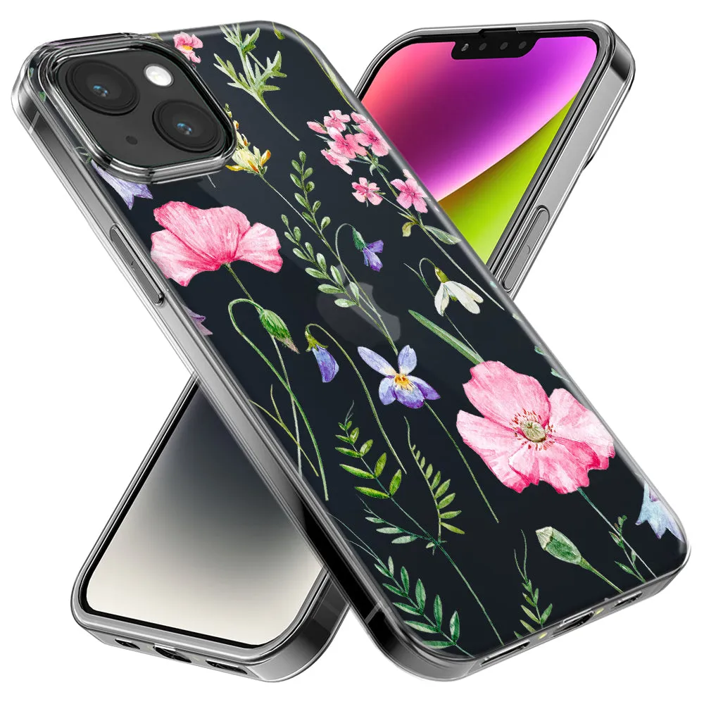 For Apple iPhone 14 Pro Max Spring Pastel Wild Flowers Summer Classy Elegant Beautiful Design Hybrid Protective Phone Case Cover