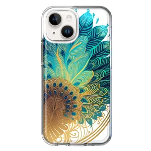 For Apple iPhone 15 Mandala Geometry Abstract Peacock Feather Pattern Case Cover
