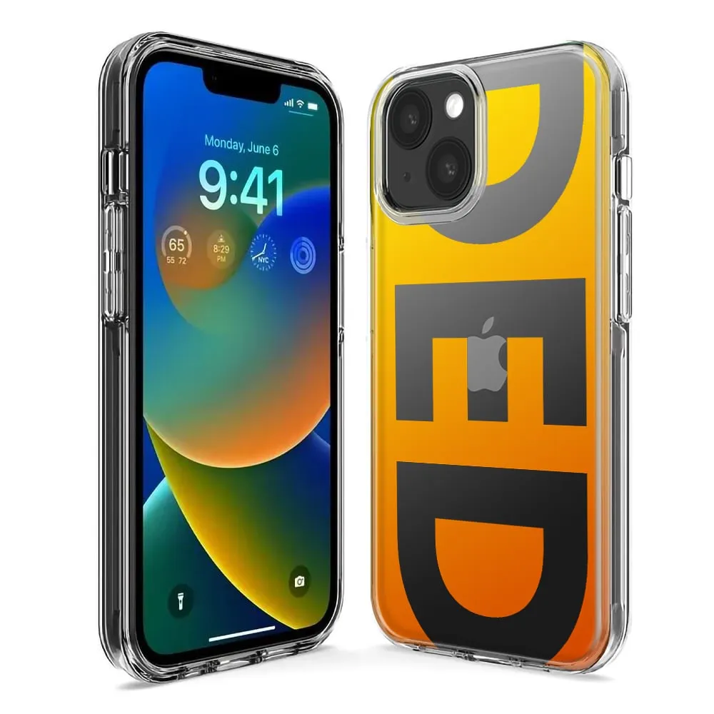For Apple iPhone 15 Orange Yellow Clear Funny Text Quote Ded Case Cover