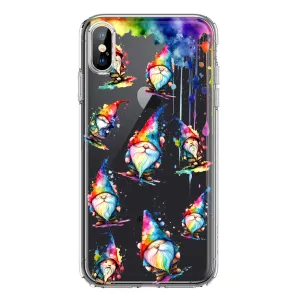 For Apple iPhone XS Max Neon Water Painting Colorful Splash Gnomes Hybrid Protective Phone Case Cover