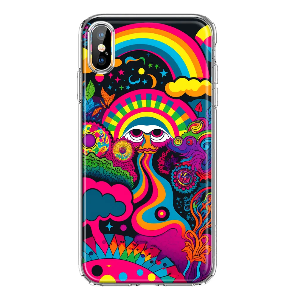 For Apple iPhone XS Max Psychedelic Trippy Hippie Night Walk Hybrid Protective Phone Case Cover