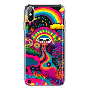 For Apple iPhone XS Max Psychedelic Trippy Hippie Night Walk Hybrid Protective Phone Case Cover