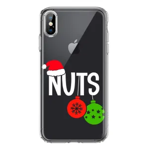 For Apple iPhone XS/X Christmas Funny Couples Chest Nuts Ornaments Design Hybrid Protective Phone Case Cover