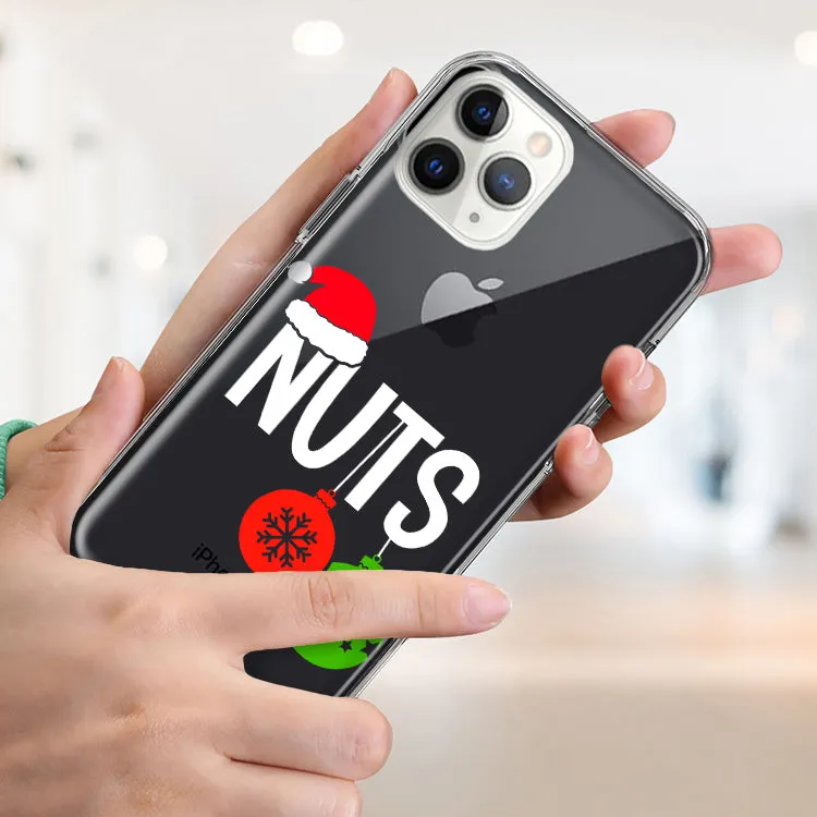 For Apple iPhone XS/X Christmas Funny Couples Chest Nuts Ornaments Design Hybrid Protective Phone Case Cover