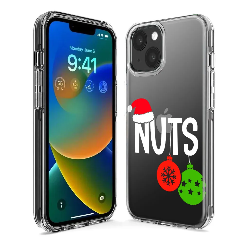 For Apple iPhone XS/X Christmas Funny Couples Chest Nuts Ornaments Design Hybrid Protective Phone Case Cover